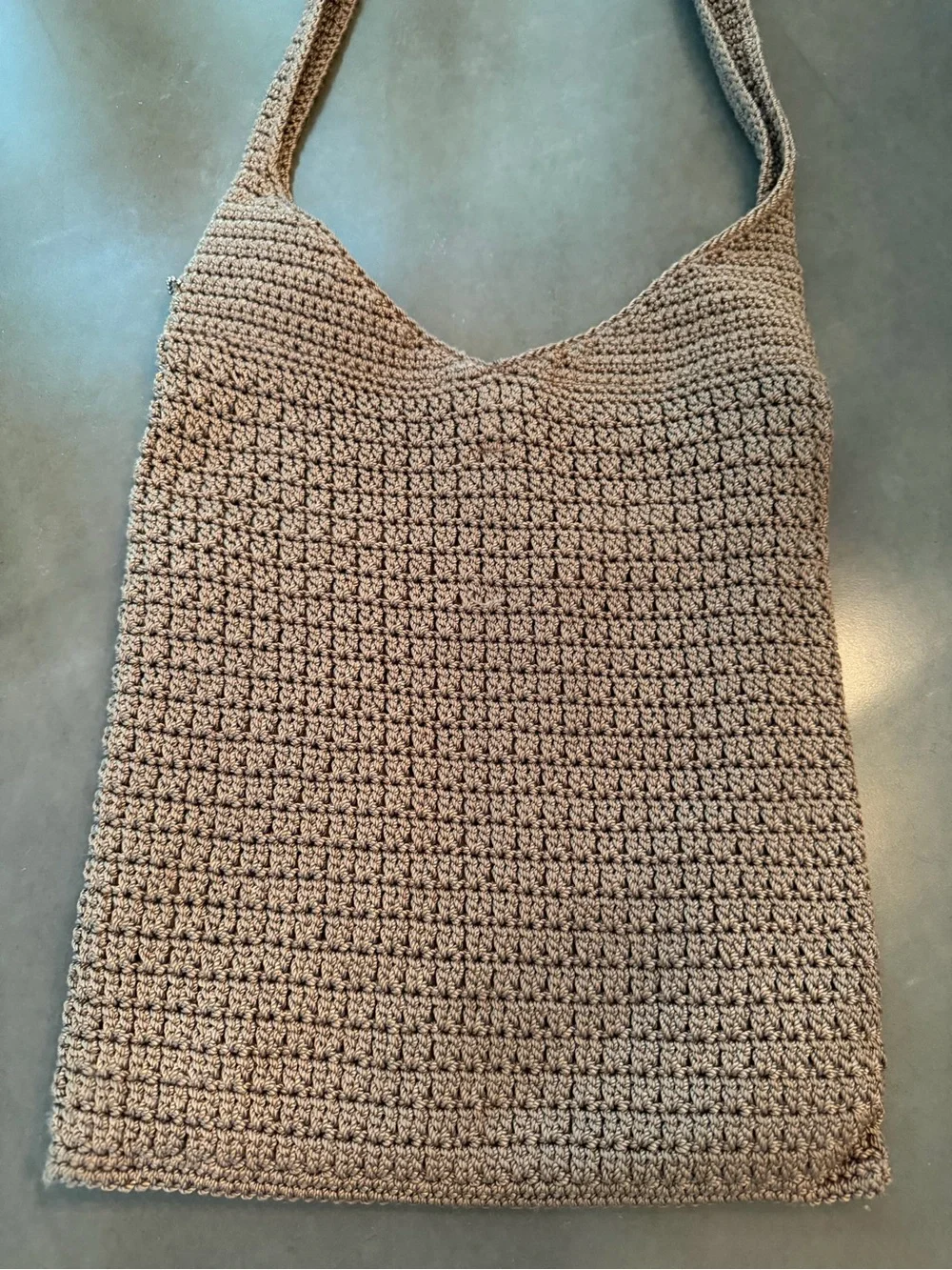 Jacqueline Ferrar Handmade Crochet Hobo Bag Brown Knit Shoulder Purse Boho